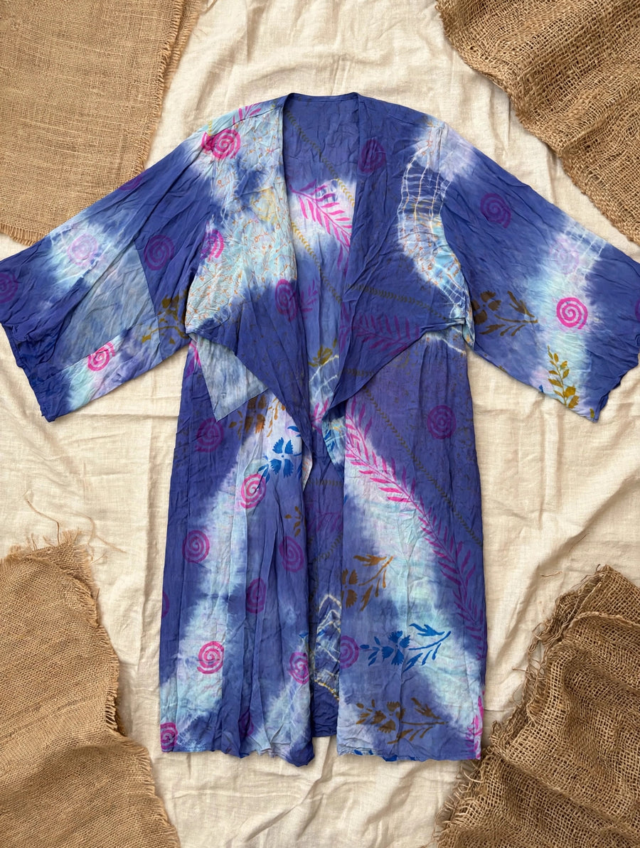 Crepe Sari Spellbound Kimono #048 by Kantha Bae