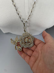Rhinestone Rose Necklace by Gina