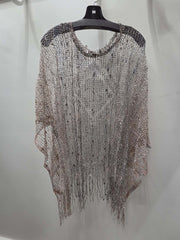 Sequin Mesh Layering Top in Brown by Origami