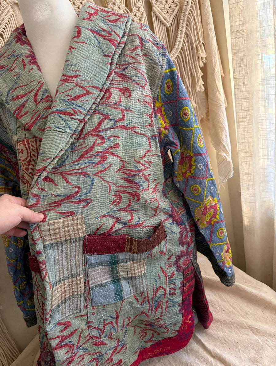 Fine Kantha Drifter Coat #183 by Kantha Bae