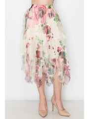 Big Rose Mesh Tiered Tulle Skirt by Origami
