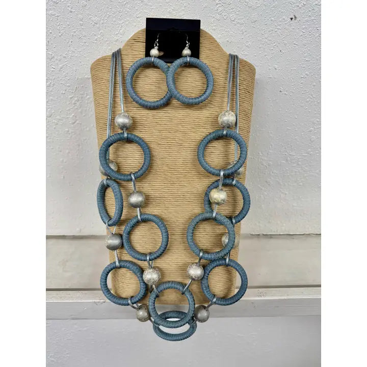 Grey Rings Necklace Set