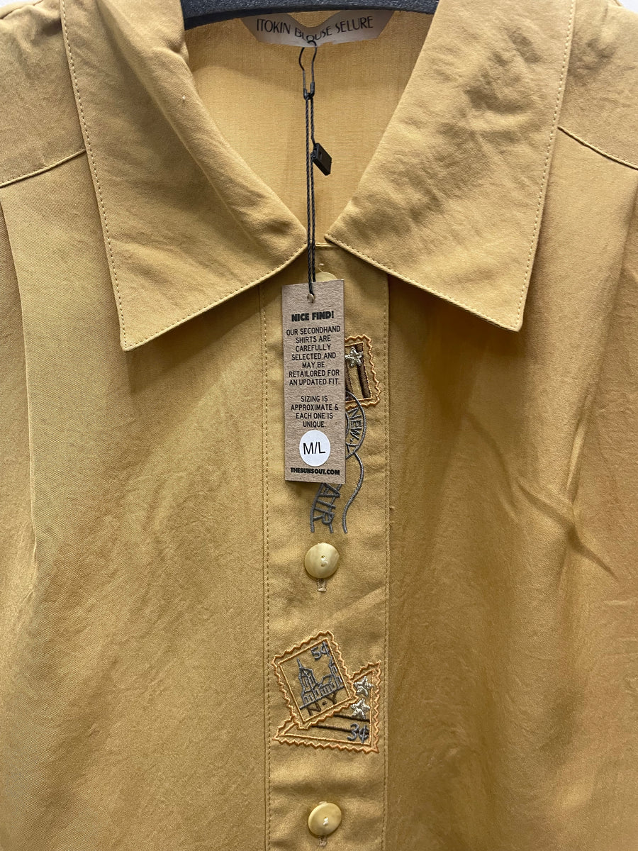Reworked Sleeveless Flowy Crop Button Down #07