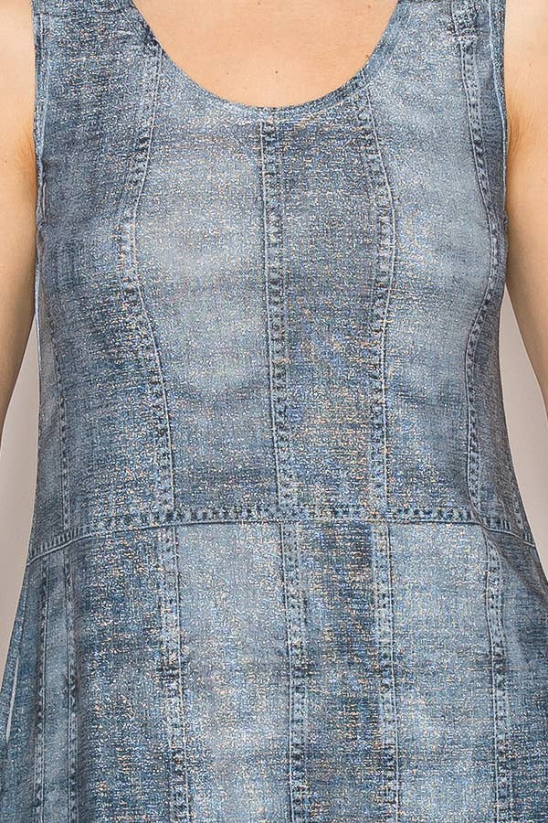 Shimmery Essential Sleeveless Lurex Denim Tank Robin Boutique
