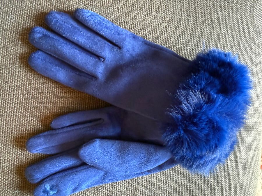 Faux Fur Royal One Size Touch Screen Gloves Robin Boutique