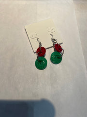 Holiday Colors Long Button Earrings by The Vintage Jewel