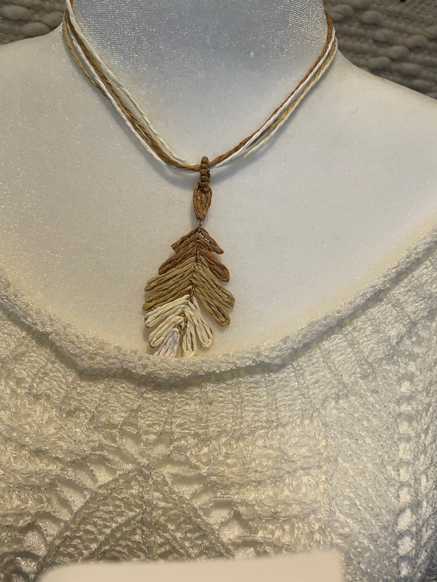 Rattan Palm Leaf Necklace