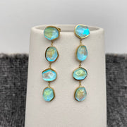 Irregular Blue Acrylic Linked 18K Golden SS Earrings