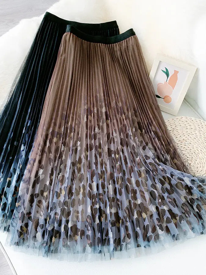 Fairy Pleated Mesh Skirt with Leopard Print by EllyNDale Robin Boutiuqe