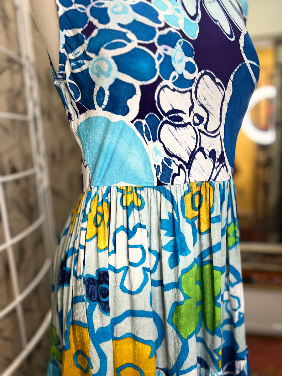 Mixed Long Ruffle Dress in Cool Blue by Jams World