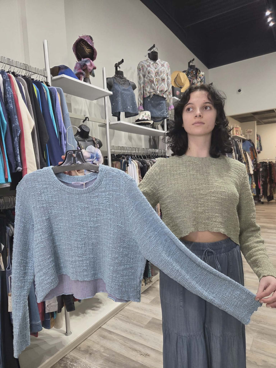Texture Crop Pullover by Cut Loose
