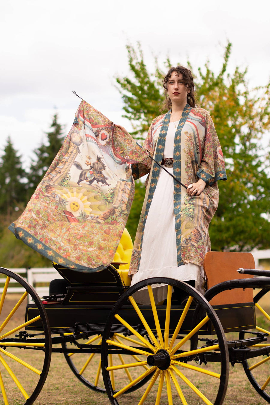 Love Revolution Bohemian Scarf with sun, horse, & florals