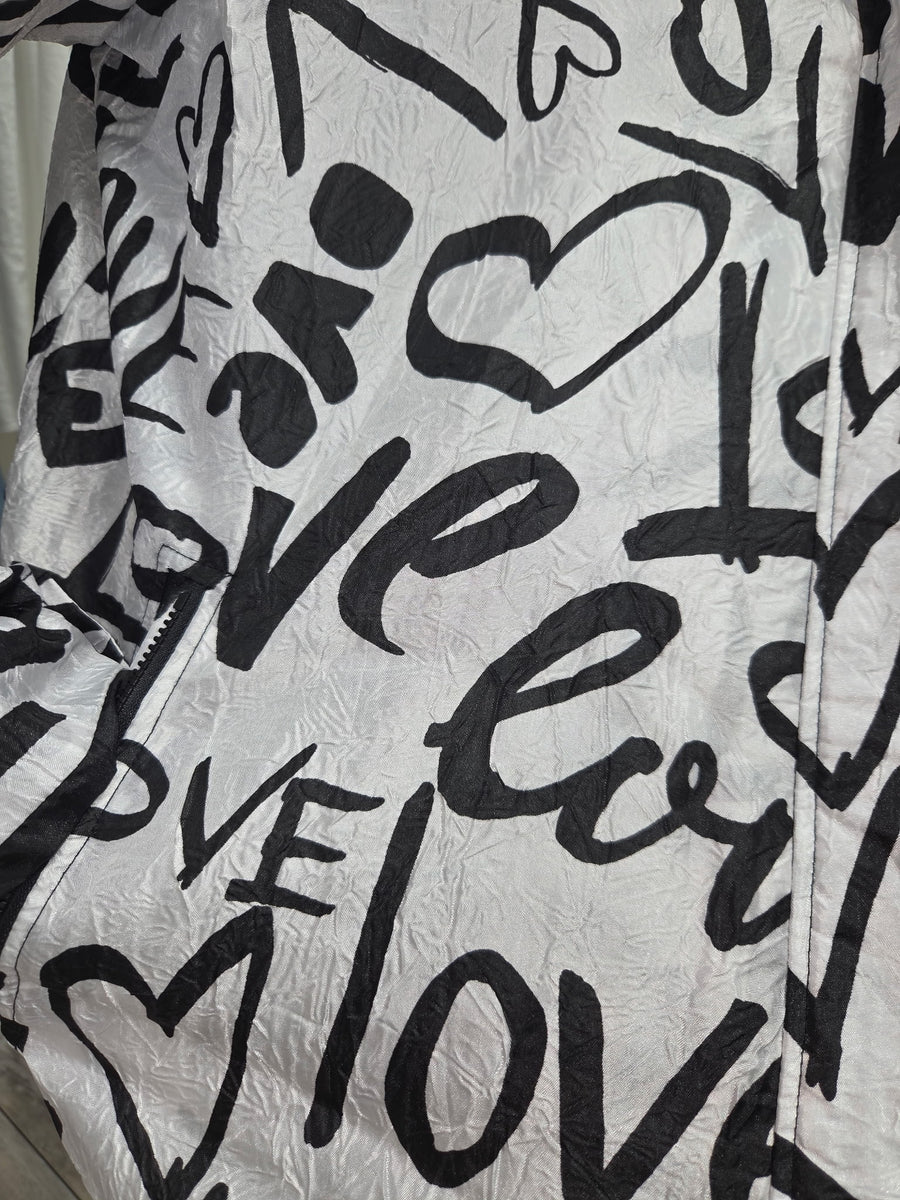 Packable Raincoat in Grafitti Black and White Robin Boutique