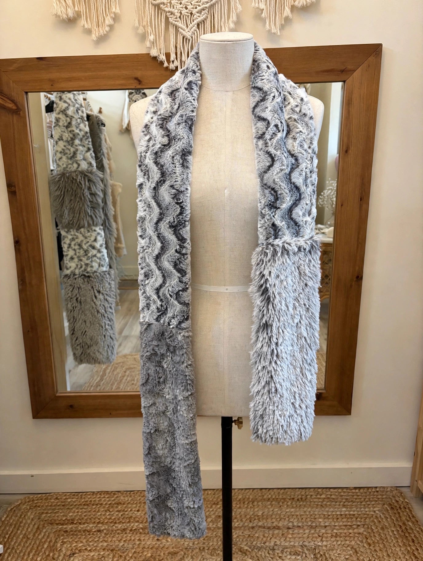 Faux Fur Patchwork Scarf by Vine Street