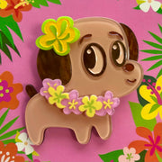 Polynesian Pup Mini Brooch by Miss Fluff x Lipstick & Chrome Robin Boutique