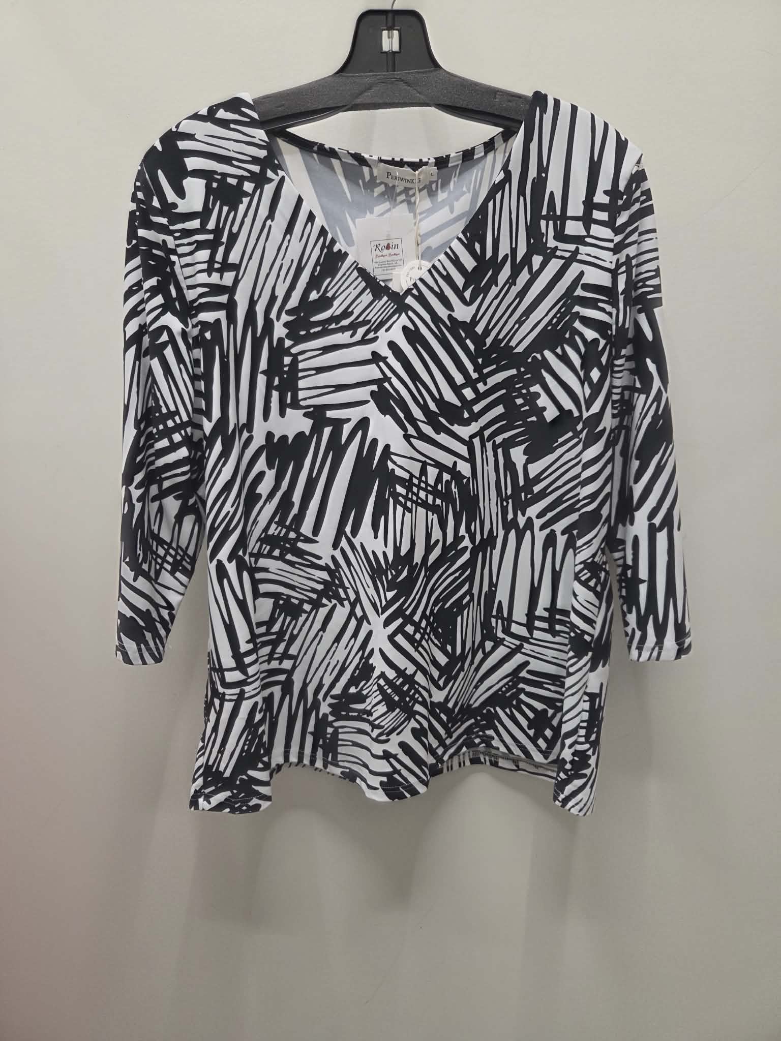 V-Neck Stretch Scribble Blouse by Creations Robin Boutique
