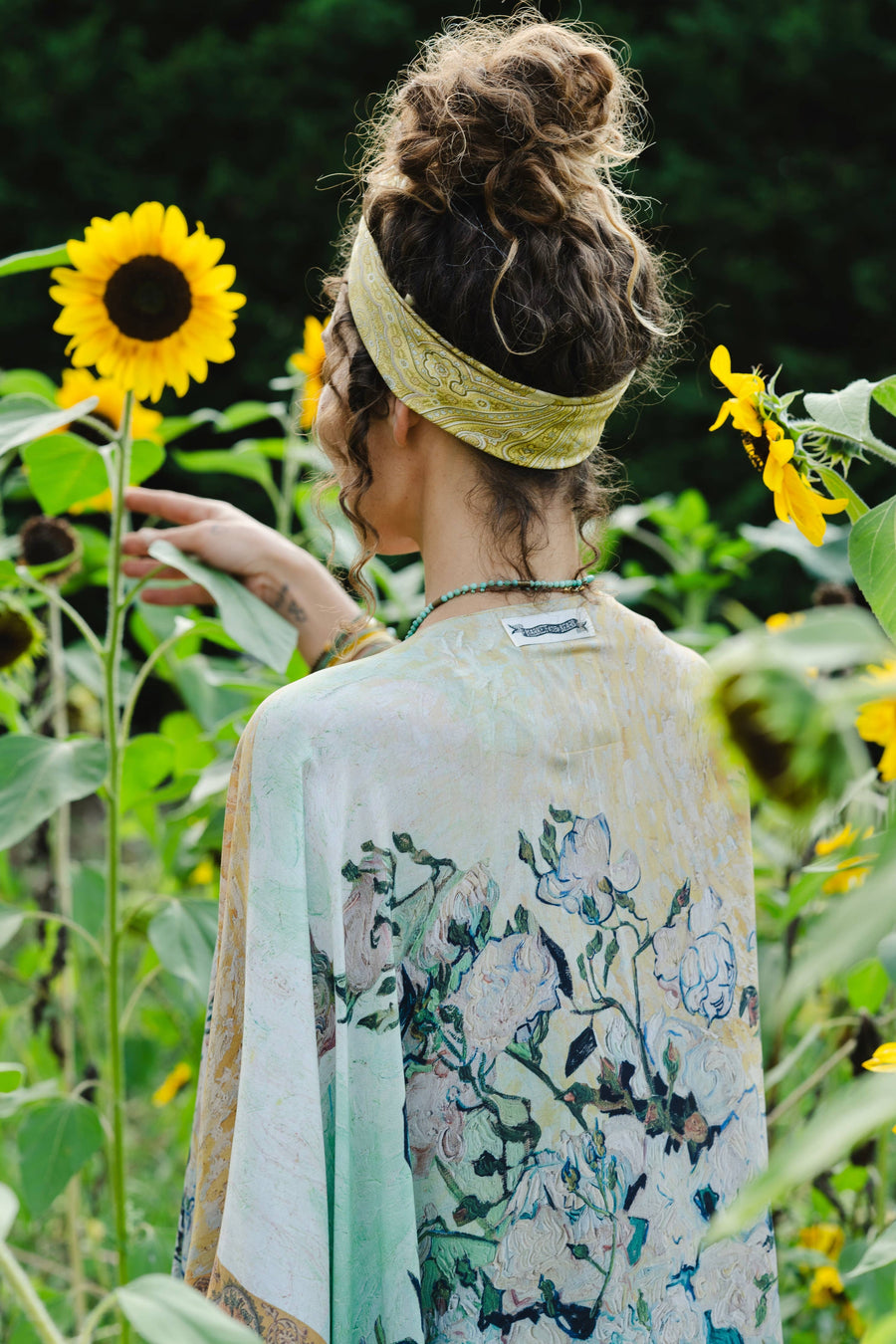 Additional view of I Paint My Dream Bohemian Van Gogh Goddess Starduster Kimono from Robin Boutique.
