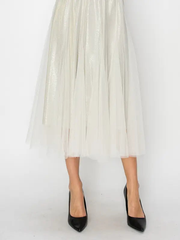 Sparkle Mesh Tulle Maxi Skirt by Origami