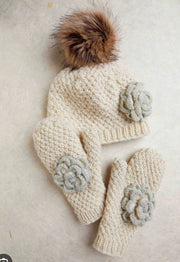 Chantilly Knit Beanie By Many Hands with flower