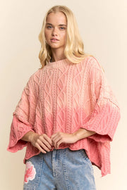 Ombre Oversized Cable Sweater by Davi & Dani