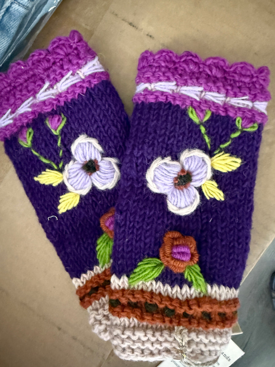 Color Block Knit Mittens and Fingerless Armwarmers By Many Hands