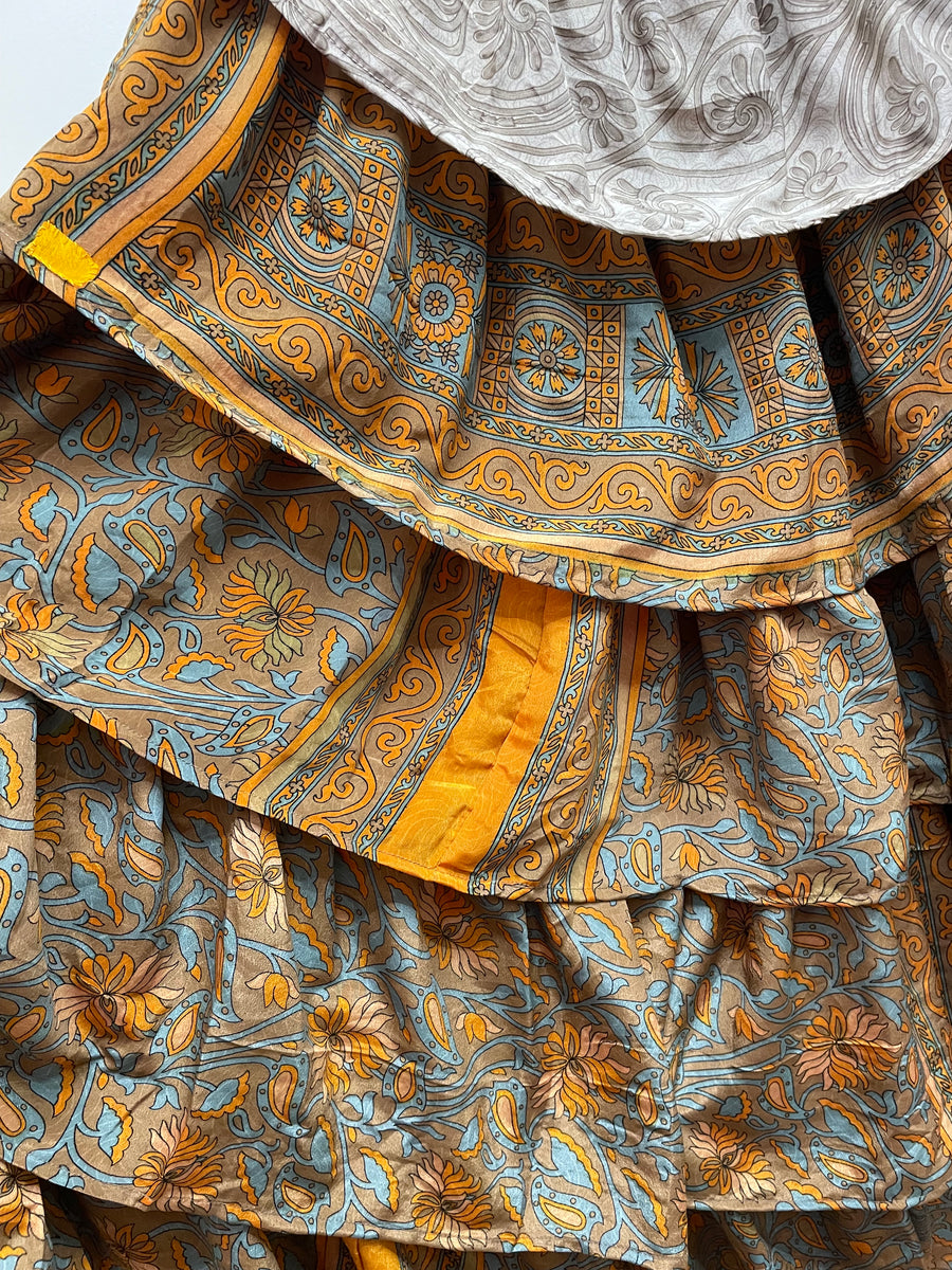 Rasgulla Sari Venus Ruffle Maxi by Kantha Bae Robin Boutique 