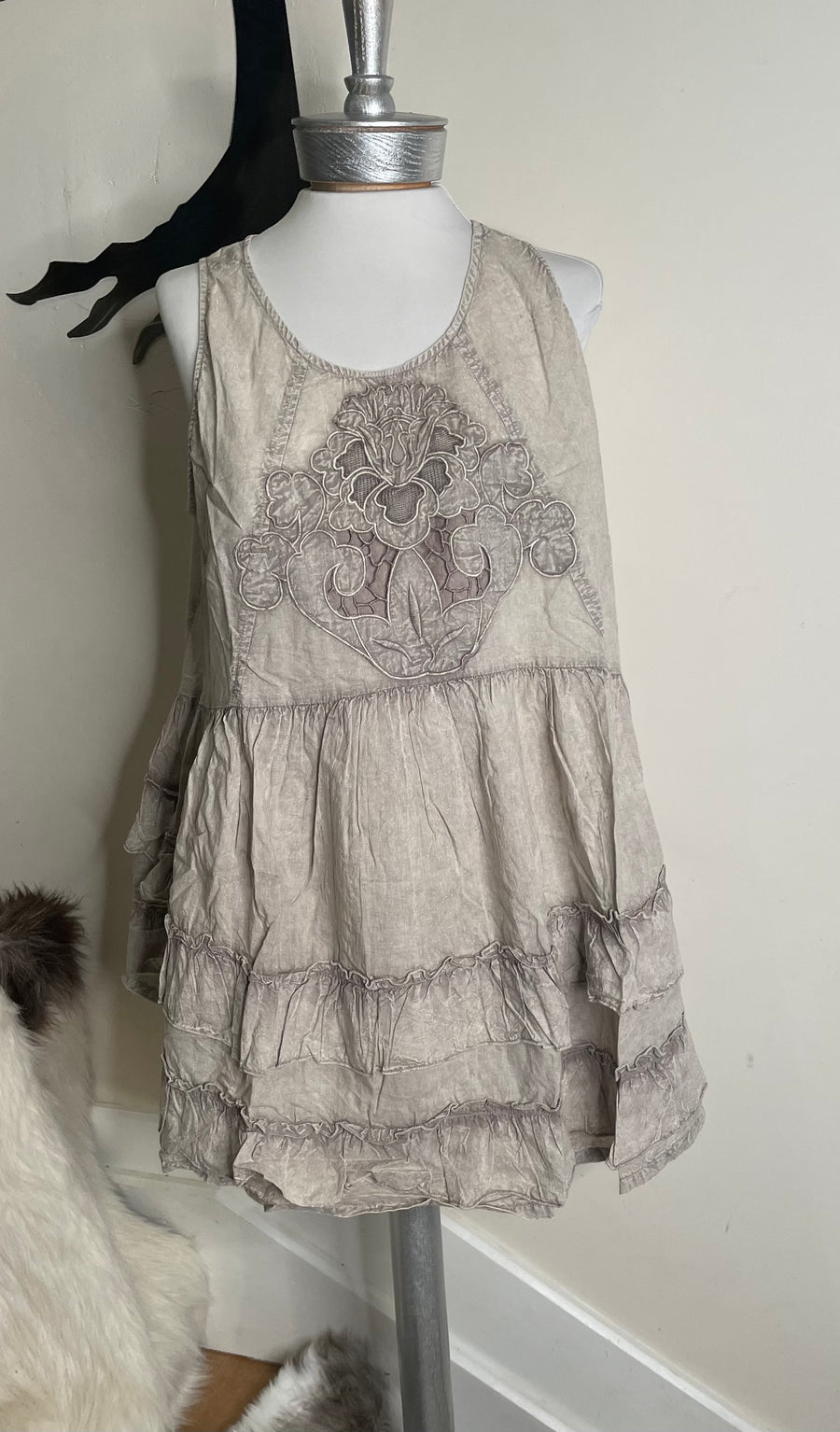 Sleeveless Embroidered Ruffle Top by The Paper Lace