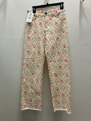 Floral Fray Hem Wide Leg Pant