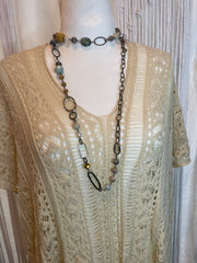 Bead and Chain Long Necklace