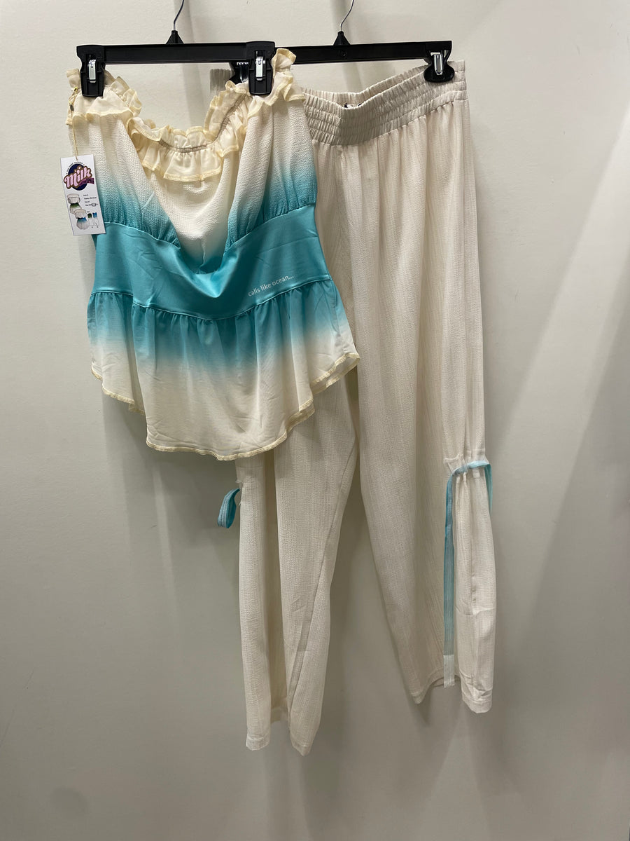 Strapless Ruffled Blouse in Ocean by IPNG Design