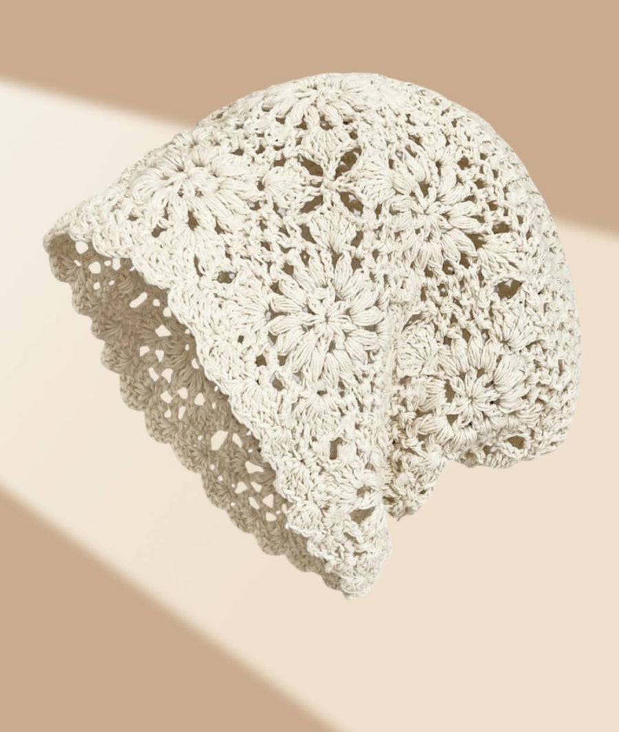 Hand-Crocheted Vintage Slouchy Beanie with Floral Design