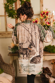 Winter Wish Christmas Plaid Bamboo Kimono Cardigan with Belt