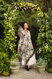 Honey & The Moon Scarf with Neutral Floral Print & Bees