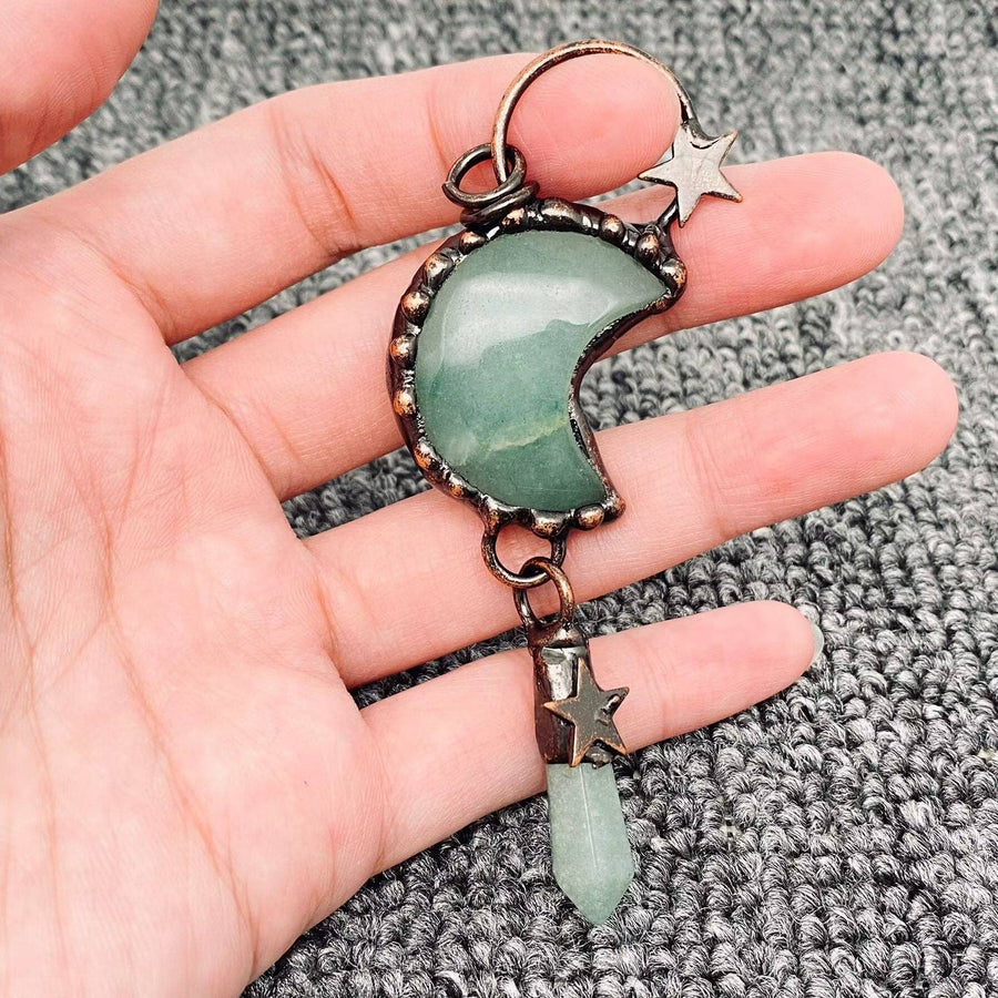 Moon Shape Natural Stone Crafts Charm Pendant