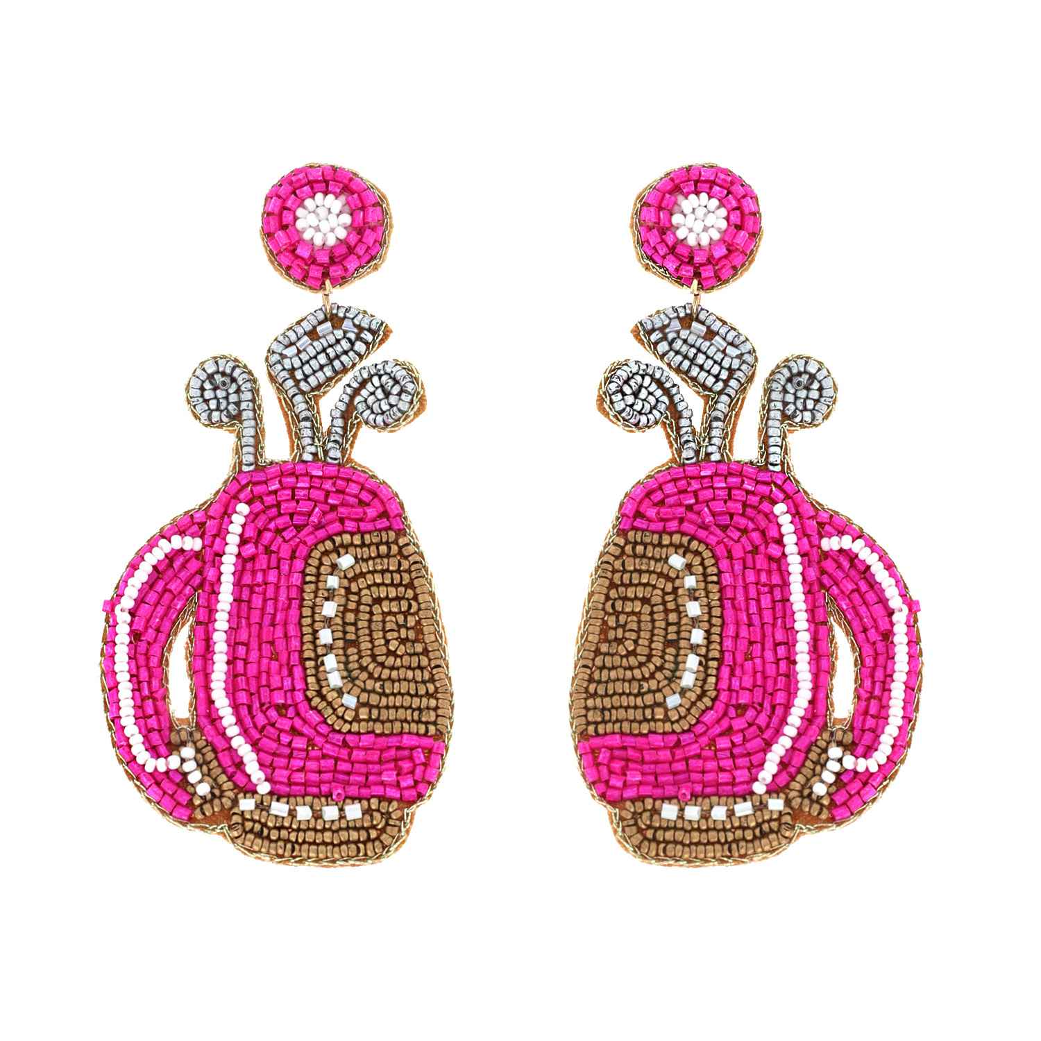 2 Tier Seed Beaded Golf Bag Dangle Earrings Robin Boutique