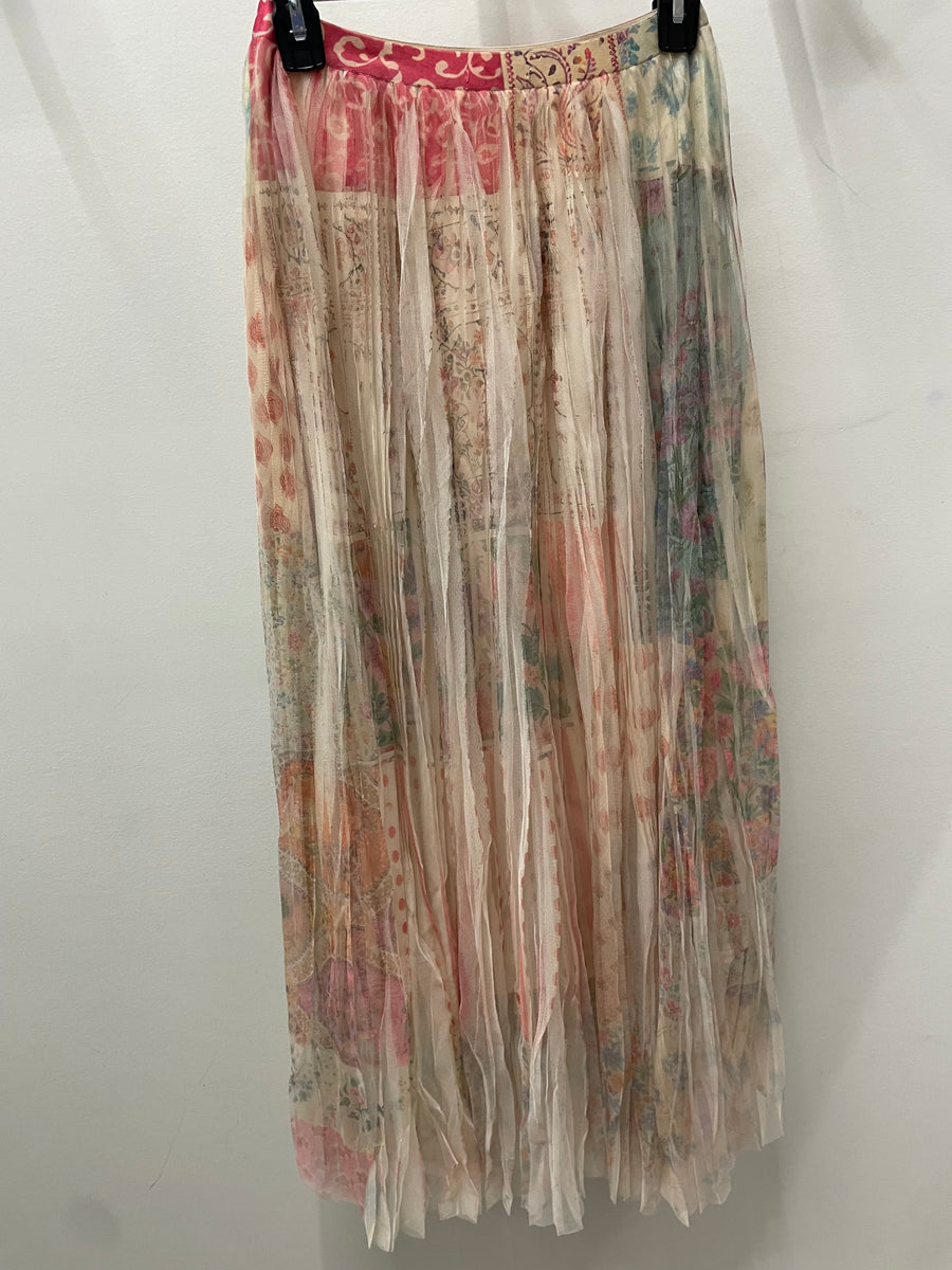 Patch Floral Mesh Tulle Maxi Skirt by Origami