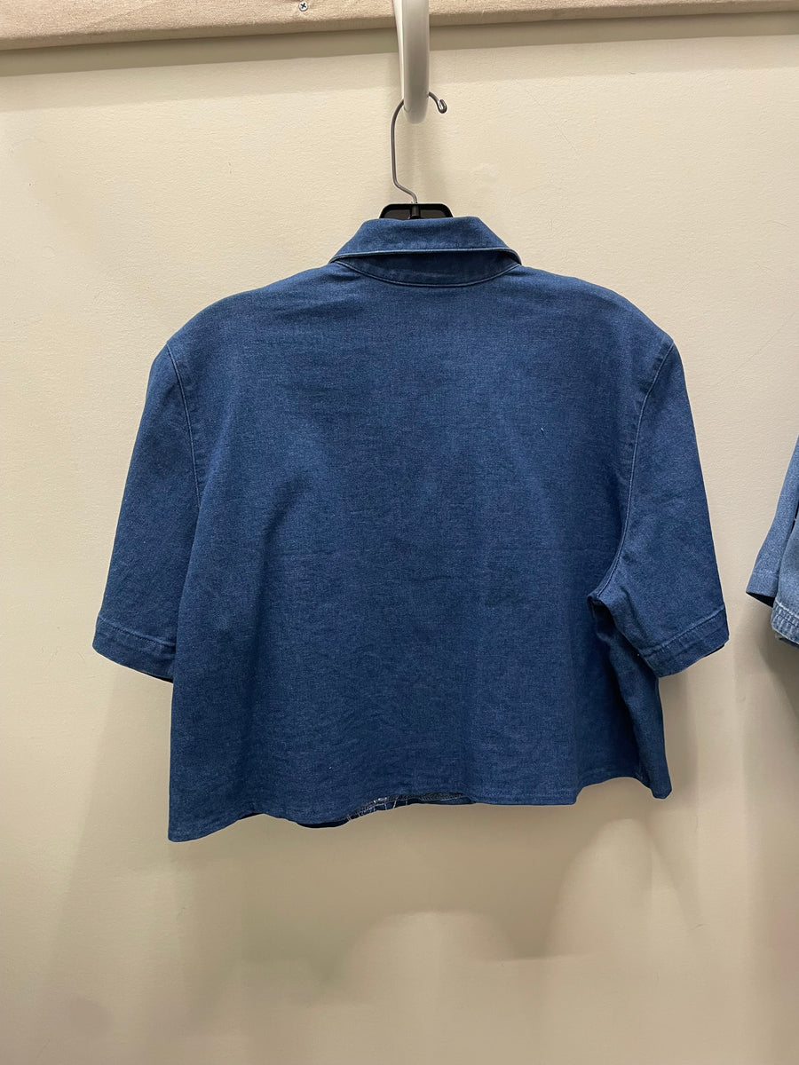 Reworked Denim Crop Button Down #207