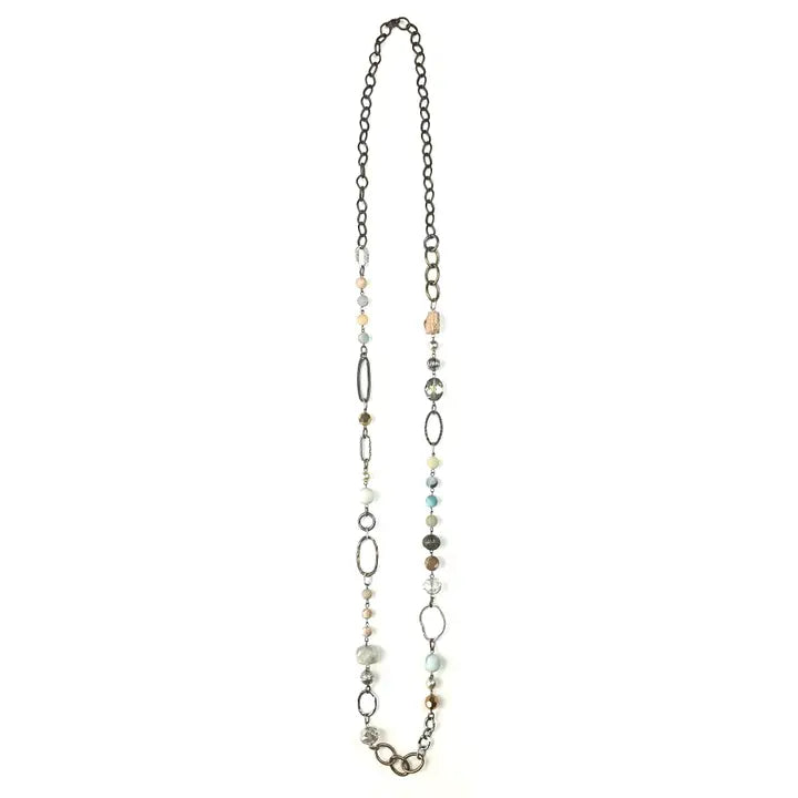Bead and Chain Long Necklace