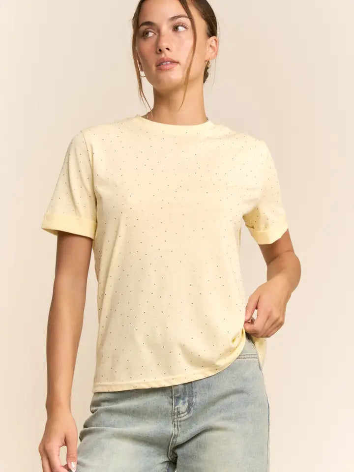 Rhinestone Embellished Relaxed Tee by Davi & Dani
