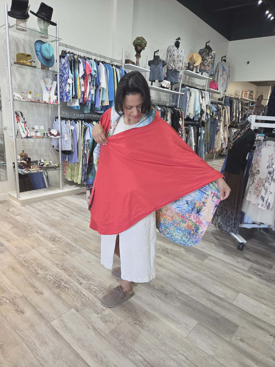 Raincape Poncho in Day Dream Plaza Print by Inoah