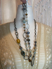 Bead and Chain Long Necklace