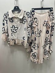 Cropped Ruffle Jacket in New Daisy Print by Origami Robin Boutique