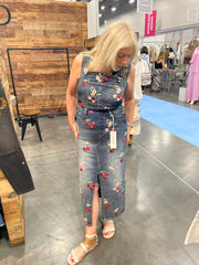 Sarah Overall Dress in Cherry on Top by Driftwood Jeans