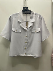 Reworked Flowy Crop Button Down #126