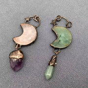 Moon Shape Natural Stone Crafts Charm Pendant