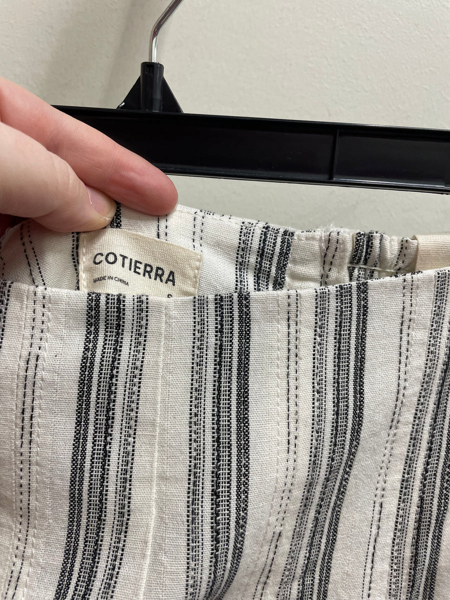 Black Stripe Linen-Cotton Wide Leg Pant by Cotiera CP6026 Robin Boutique