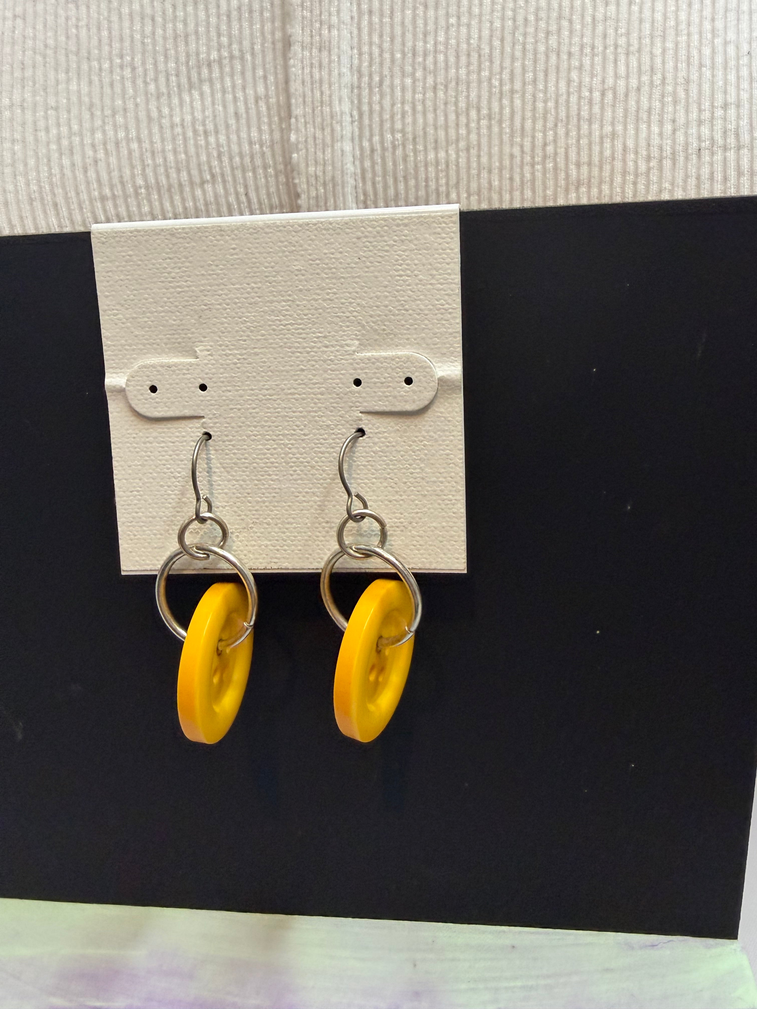 Yellow Button Earrings by The Vintage Jewel