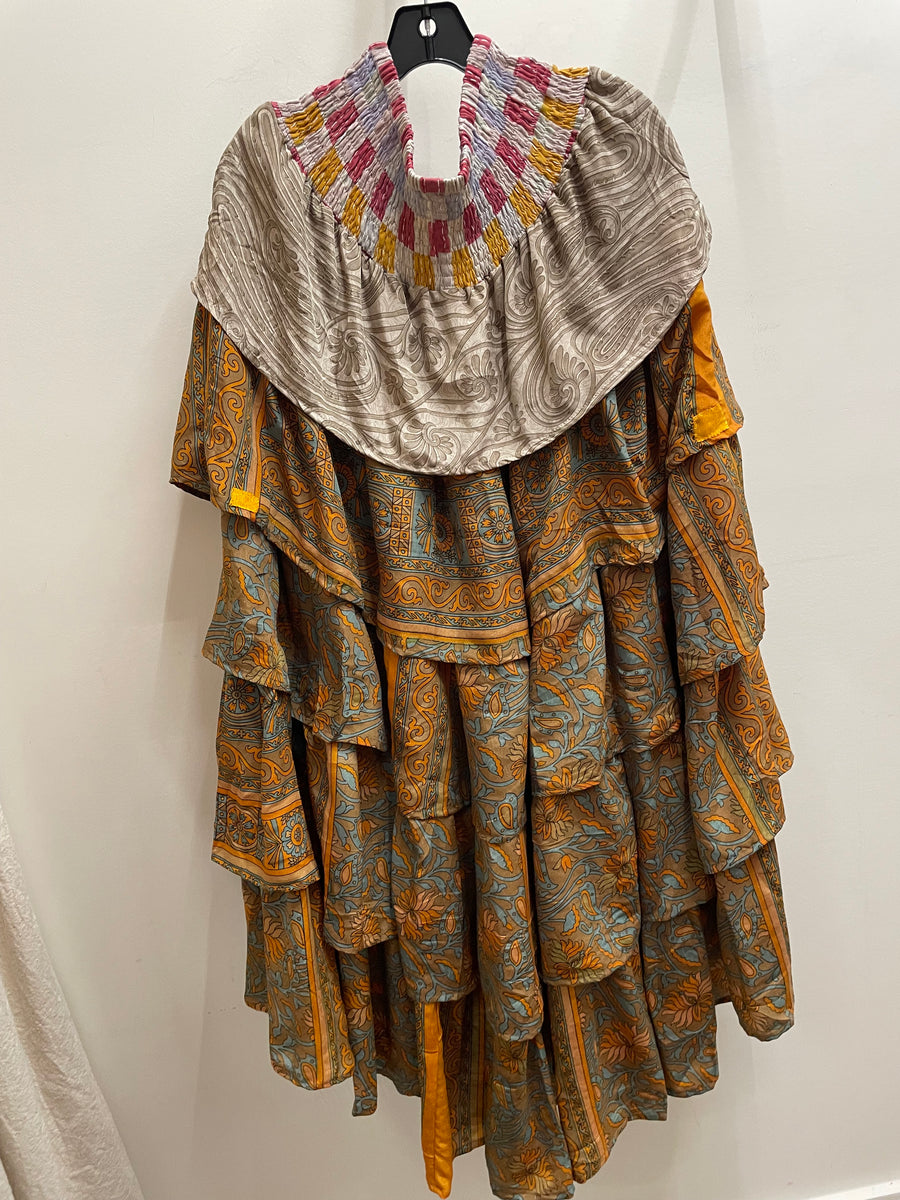 Rasgulla Sari Venus Ruffle Maxi by Kantha Bae Robin Boutique 