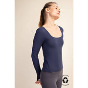 RECYCLED BUTTER SQUARE NECK LONG SLEEVE TOP T9953-C Robin Boutique