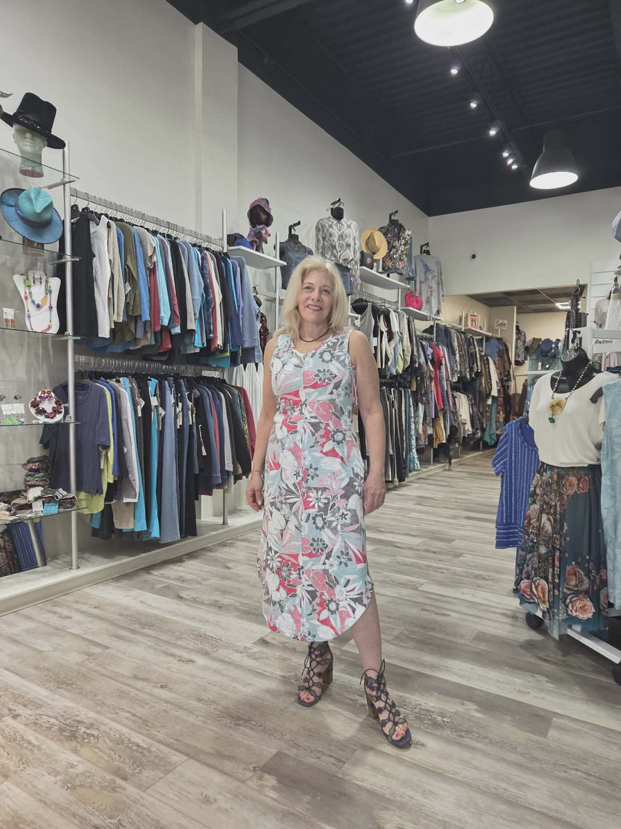 Fiji Floral Cotton Sleeveless Dress by Escape